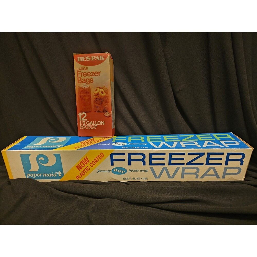 Vintage Papermaid Freezer Wrap Roll & BES-PACK Freezer Bags Lot Of 2 Opened